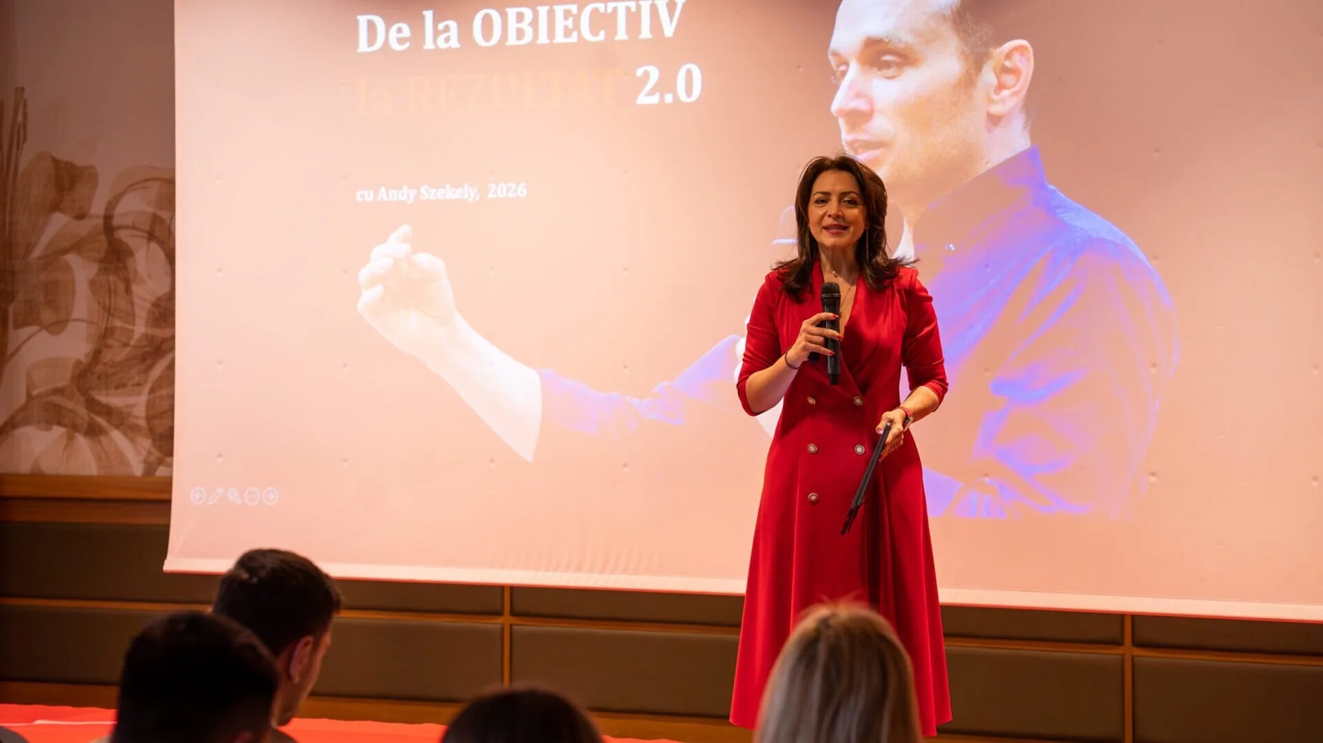 Roxana Szekely giving a presentation to an audience